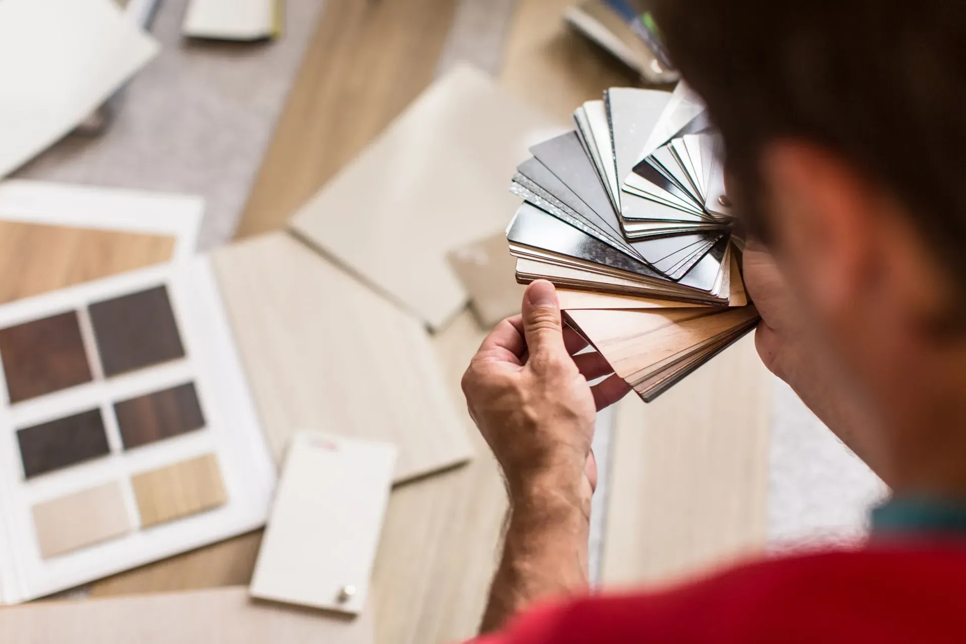 Person looking at samples