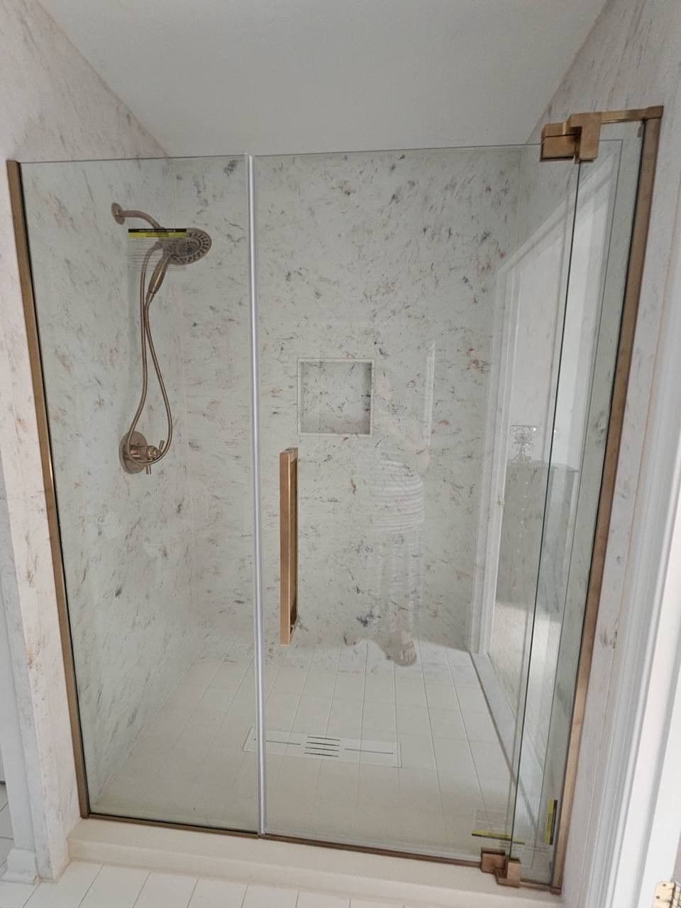New Marble White Shower Remodel